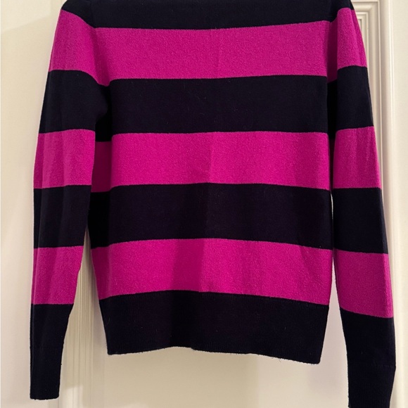 J Crew Preppy Striped Purple and Navy Women’s Sweater Size Small - Picture 2 of 2